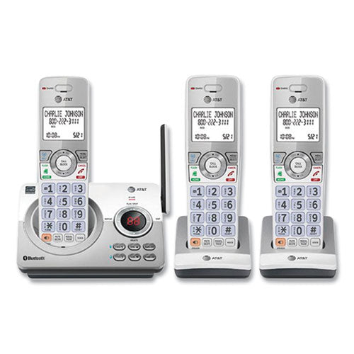 Image of AT&T® Connect to Cell DL72310 Cordless Telephone, Base and 2 Additional Handsets, White/Silver