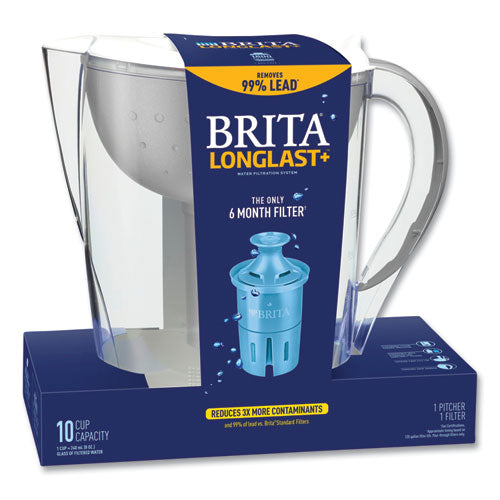 Image of Brita® Pacifica Pitcher with Longlast+ Filter, 10 Cups, White/Clear