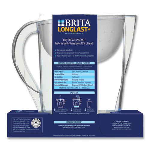 Image of Brita® Pacifica Pitcher with Longlast+ Filter, 10 Cups, White/Clear