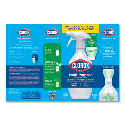 Image of Clorox® Clorox Multipurpose Degreaser Cleaner Refillable Starter Kit, Crisp Lemon Scent