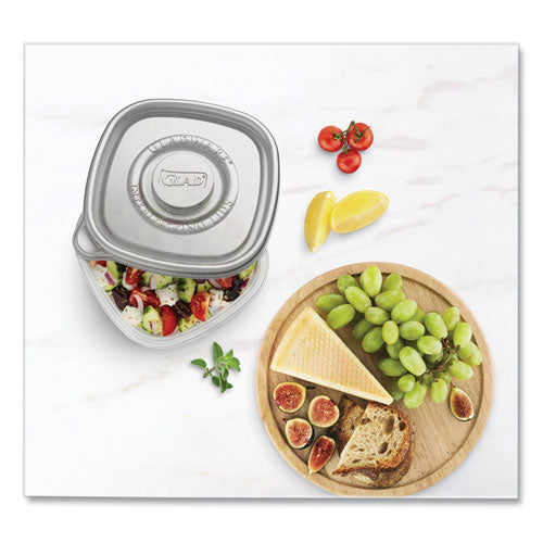 Image of Glad® Home Collection Food Storage Containers With Lids, Medium Square, 25 Oz, Clear/metallic, Plastic, 5/pack