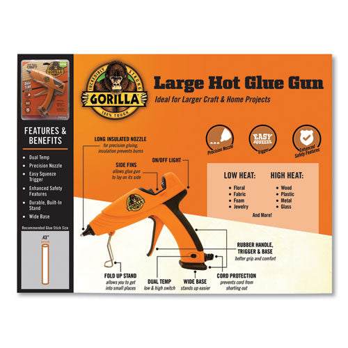 Image of Gorilla® Dual Temp Hot Glue Gun, Orange/Black