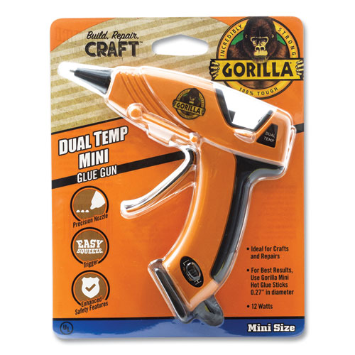 Image of Gorilla® Dual Temp Mini Hot Glue Gun, Orange/Black