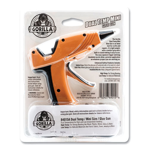 Image of Gorilla® Dual Temp Mini Hot Glue Gun, Orange/Black