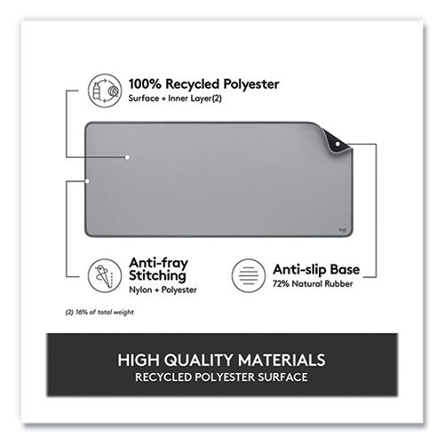 Image of Logitech® Studio Series Polyester Desk Mat, 27.5 x 11.8, Mid Gray