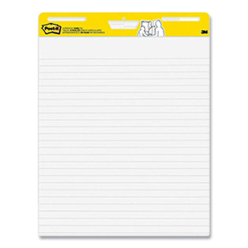 Image of Post-it® Easel Pads Super Sticky Vertical-Orientation Self-Stick Easel Pads, Wide Ruled, 25 x 30, White, 30 Sheets/Pad, 6 Pads/Pack