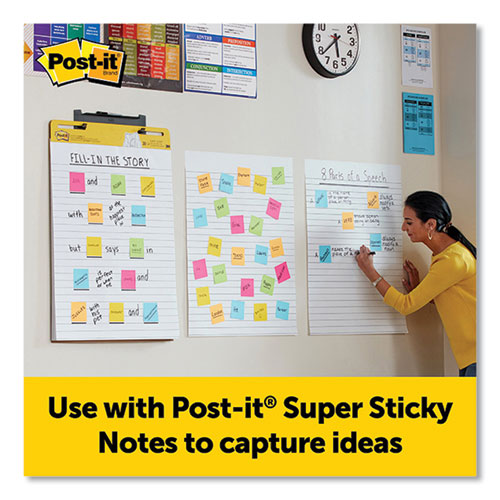 Image of Post-it® Easel Pads Super Sticky Vertical-Orientation Self-Stick Easel Pads, Wide Ruled, 25 x 30, White, 30 Sheets/Pad, 6 Pads/Pack