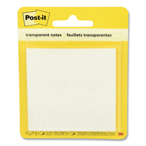 Image of Post-it® Transparent Notes, 2.88" x 2.88", 36 Sheets/Pad