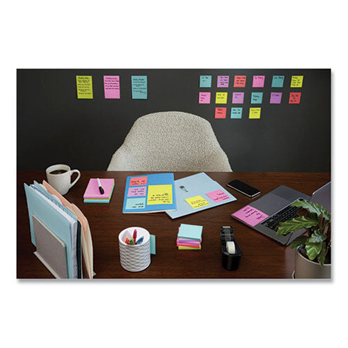 Image of Post-it® Notes Super Sticky Pads in Supernova Neons Collection Colors, Note Ruled, Cabinet Pack, 4" x 6", 90 Sheets/Pad, 24 Pads/Pack