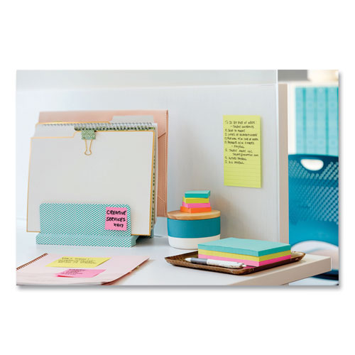 Image of Post-it® Notes Super Sticky Pads in Supernova Neons Collection Colors, Note Ruled, Cabinet Pack, 4" x 6", 90 Sheets/Pad, 24 Pads/Pack