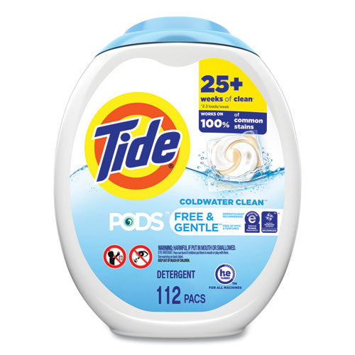 Image of Tide® PODS, Free and Gentle, Unscented, 112 Pods/Pack