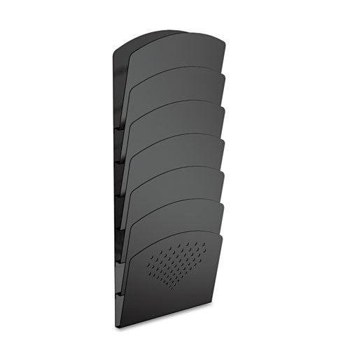 Image of Safco® Steel Wall Rack, 7 Sections, Letter/Legal Size, 9.5" x 2" x 21.75", Black