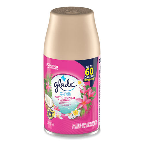 Image of Glade® Automatic Air Freshener, Exotic Tropical Blossoms, 6.2 oz, 4/Carton
