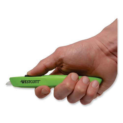 Image of Westcott® Safety Ceramic Blade Box Cutter, 0.5" Blade, 6.15" Plastic Handle, Green