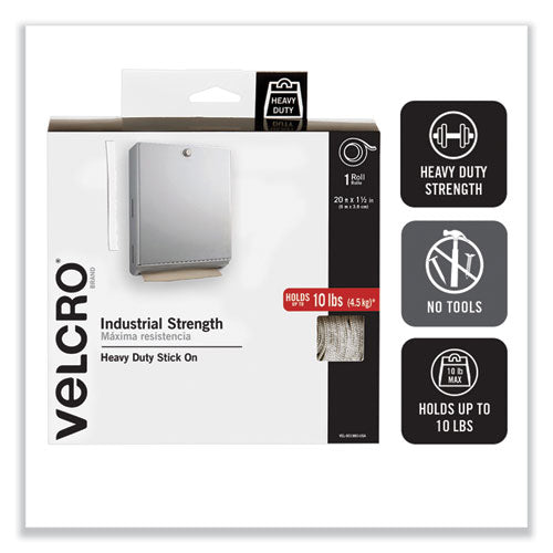 Image of VELCRO® Brand Industrial-Strength Heavy-Duty Fasteners With Dispenser Box, 2" X 15 Ft, White