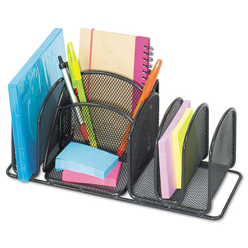 Image of Safco® Deluxe Organizer, 6 Compartments, Steel, 12.5 x 5.25 x 5.25, Black