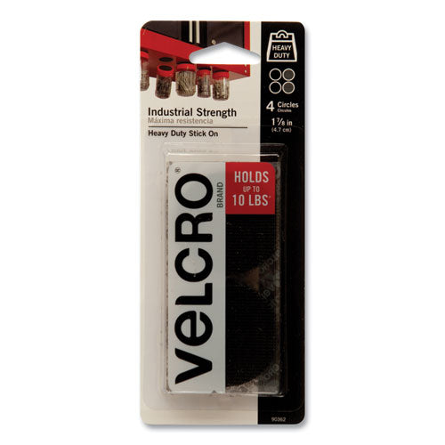 Image of VELCRO® Brand Industrial Strength Heavy-Duty Fastener, 1.88" Dia, Black, 4 Fasteners