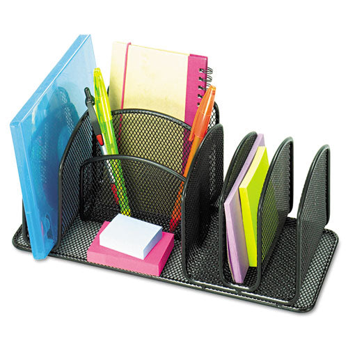 Image of Safco® Deluxe Organizer, 6 Compartments, Steel, 12.5 x 5.25 x 5.25, Black