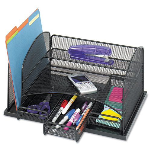 Image of Safco® Onyx Organizer with 3 Drawers, 6 Compartments, Steel, 16 x 11.5 x 8.25, Black