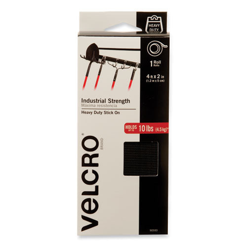 Image of VELCRO® Brand Industrial Strength Heavy-Duty Fastener, 2" X 4 Ft, Black, 2/pack