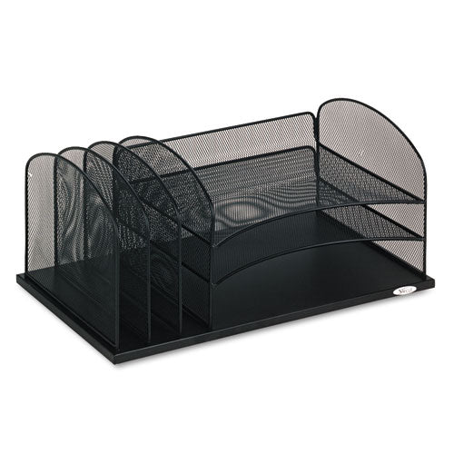 Image of Safco® Onyx Desk Organizer with Three Horizontal and Three Upright Sections, Letter Size Files, 19.5 x 11.5 x 8.25, Black