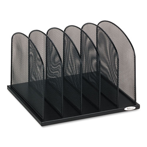 Image of Safco® Onyx Mesh Desk Organizer With Upright Sections, 5 Sections, Letter To Legal Size Files, 12.5" X 11.25" X 8.25", Black