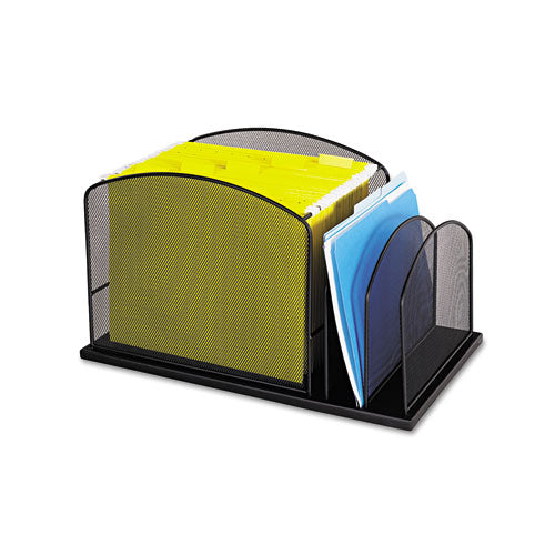 Image of Safco® Onyx Mesh Desktop Hanging File With Two Upright Sections, 3 Sections, Letter Size, 11.5" Long, Black