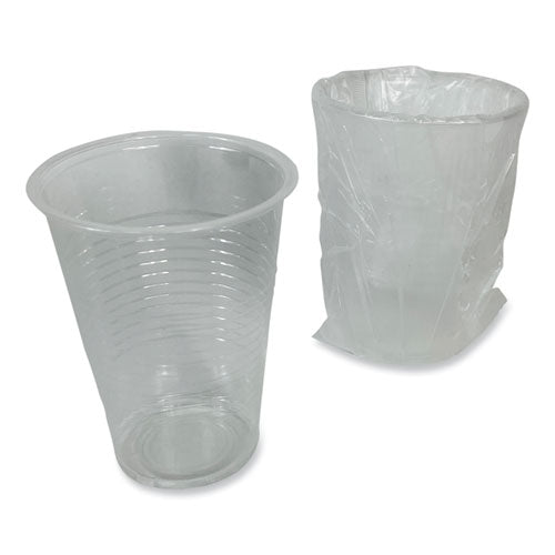 Image of Boardwalk® Translucent Plastic Cold Cups, Individually Wrapped, 9 oz, 1,000/Carton
