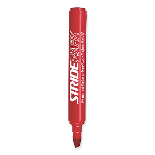 Image of Stride StrideMark Permanent Marker, Fine Bullet Tip, Red, 12/Pack
