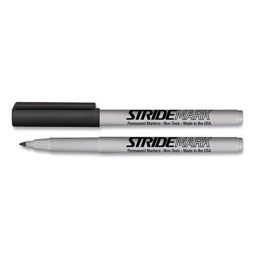 Image of Stride StrideMark Permanent Marker, Fine Bullet Tip, Black, 12/Box