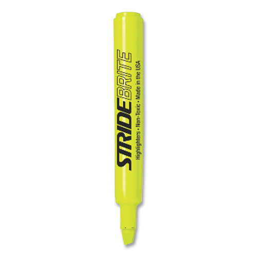 Image of Stride StrideBrite Tank Highlighter, Fluorescent Yellow Ink, Chisel Tip, Yellow Barrel, 12/Box
