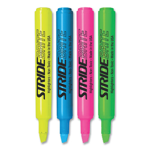 Image of Stride StrideBrite Tank Highlighter, Assorted Ink Colors, Chisel Tip, Assorted Barrel Colors, 12/Pack