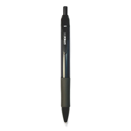 Image of Stride StrideRio Gel Pen, Retractable, Medium 0.7 mm, Black Ink, Translucent Black Barrel, 12/Box