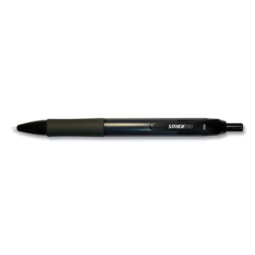 Image of Stride StrideRio Gel Pen, Retractable, Medium 0.7 mm, Black Ink, Translucent Black Barrel, 12/Box
