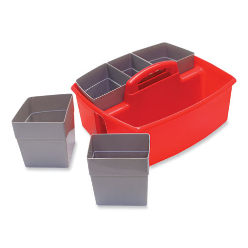 Image of Storex Large Caddy with Sorting Cups, Red, 2/Carton