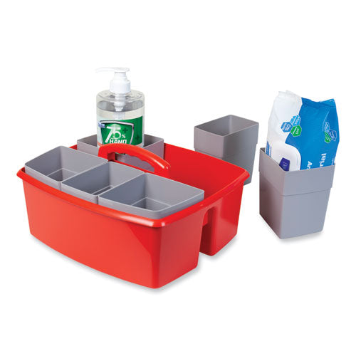 Image of Storex Large Caddy with Sorting Cups, Red, 2/Carton