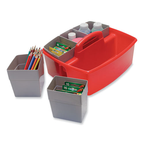 Image of Storex Large Caddy with Sorting Cups, Red, 2/Carton