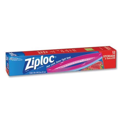 Image of Ziploc® Double Zipper Storage Bags, 2 Gallon, 13" x 15", Clear, 12/Box