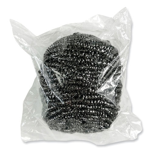 Image of Boardwalk® Stainless Steel Scrubber, 3.93 x 1.96, Silver, 72/Carton