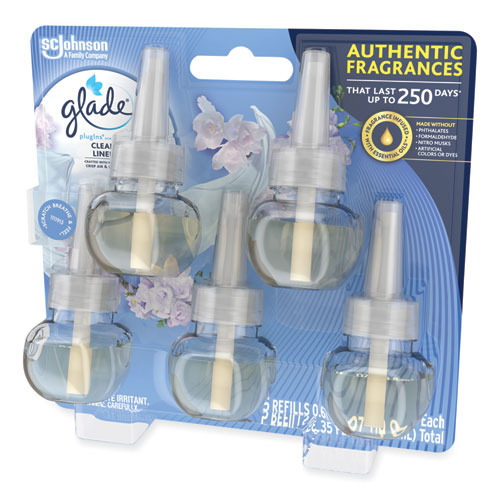 Image of Glade® Plugins Scented Oil Refill, Clean Linen, 0.67 oz, 5/Pack