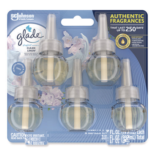 Image of Glade® Plugins Scented Oil Refill, Clean Linen, 0.67 oz, 5/Pack