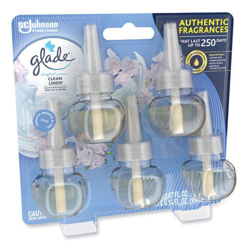 Image of Glade® Plugins Scented Oil Refill, Clean Linen, 0.67 oz, 5/Pack