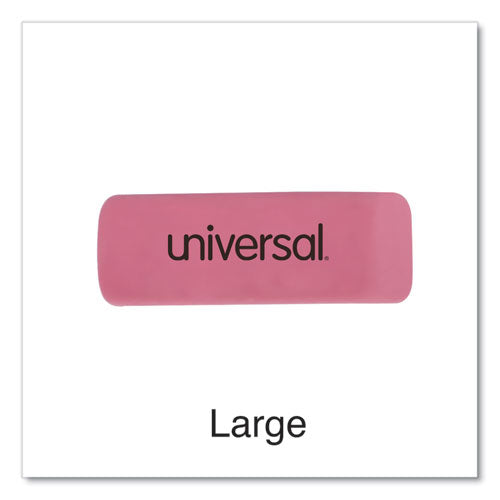Image of Universal® Bevel Block Erasers, For Pencil Marks, Slanted-Edge Rectangular Block, Large, Pink, 20/Pack