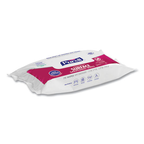 Image of PURELL® Foodservice Surface Sanitizing Wipes, 1-Ply, 7.4 X 9, Fragrance-Free, White, 72/pouch, 12 Pouches/carton