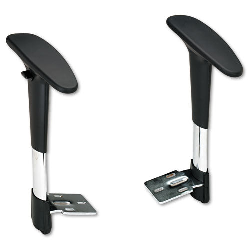 Image of Safco® Optional Height-Adjustable T-Pad Arms for Safco Metro Extended-Height Chairs, Black/Chrome, 2/Set