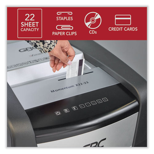 Image of GBC® Momentum X22-23 Micro-Cut P-4 Anti-Jam Shredder, 22 Manual Sheet Capacity