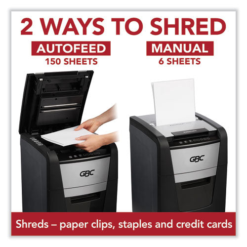 Image of GBC® AutoFeed+ 150X Micro-Cut Home Office Shredder, 150 Auto/8 Manual Sheet Capacity