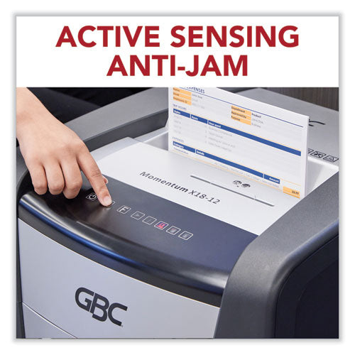 Image of GBC® Momentum X18-12 Micro-Cut P-4 Anti-Jam Shredder, 18 Manual Sheet Capacity