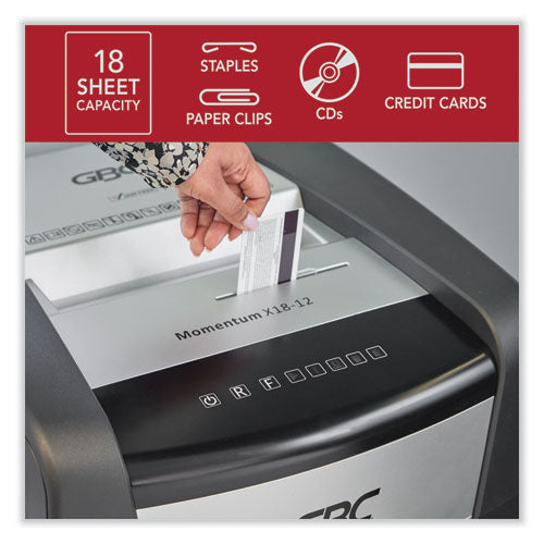 Image of GBC® Momentum X18-12 Micro-Cut P-4 Anti-Jam Shredder, 18 Manual Sheet Capacity