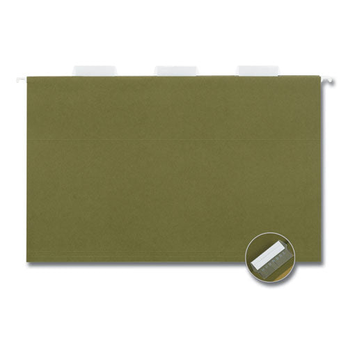 Image of Universal® Hanging File Folders, Legal Size, 1/5-Cut Tabs, Standard Green, 50/Carton